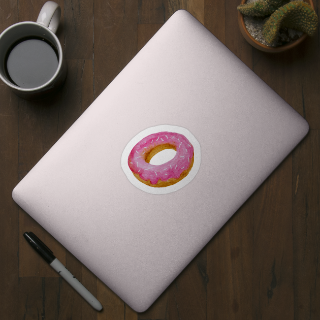Watercolor donut - pink by wackapacka